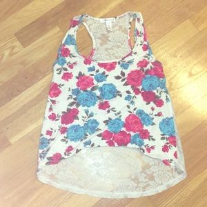 Women’s Ambiance Floral & Lace Cropped Tank